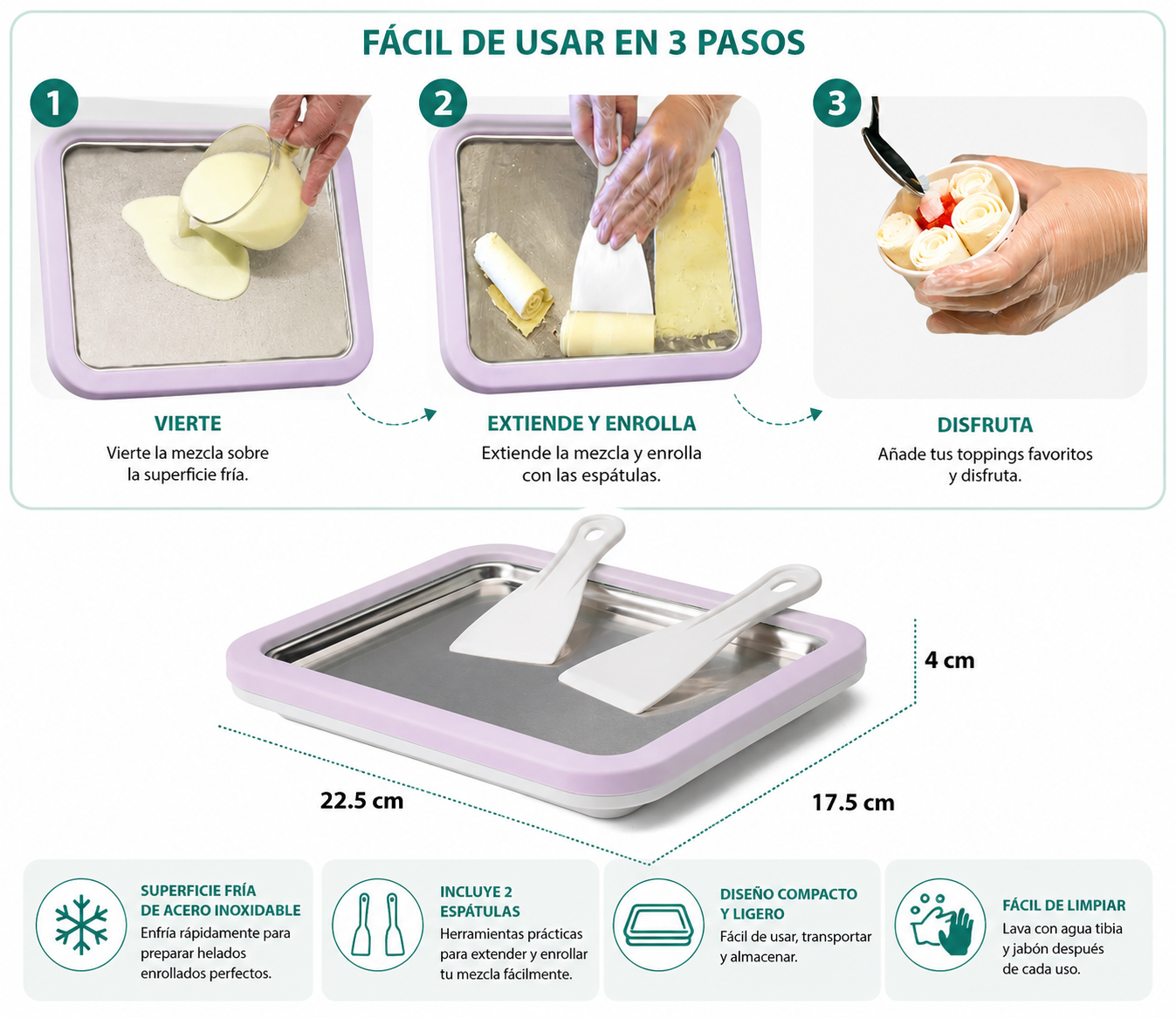 ICE cream roll machine + Recetas heladas